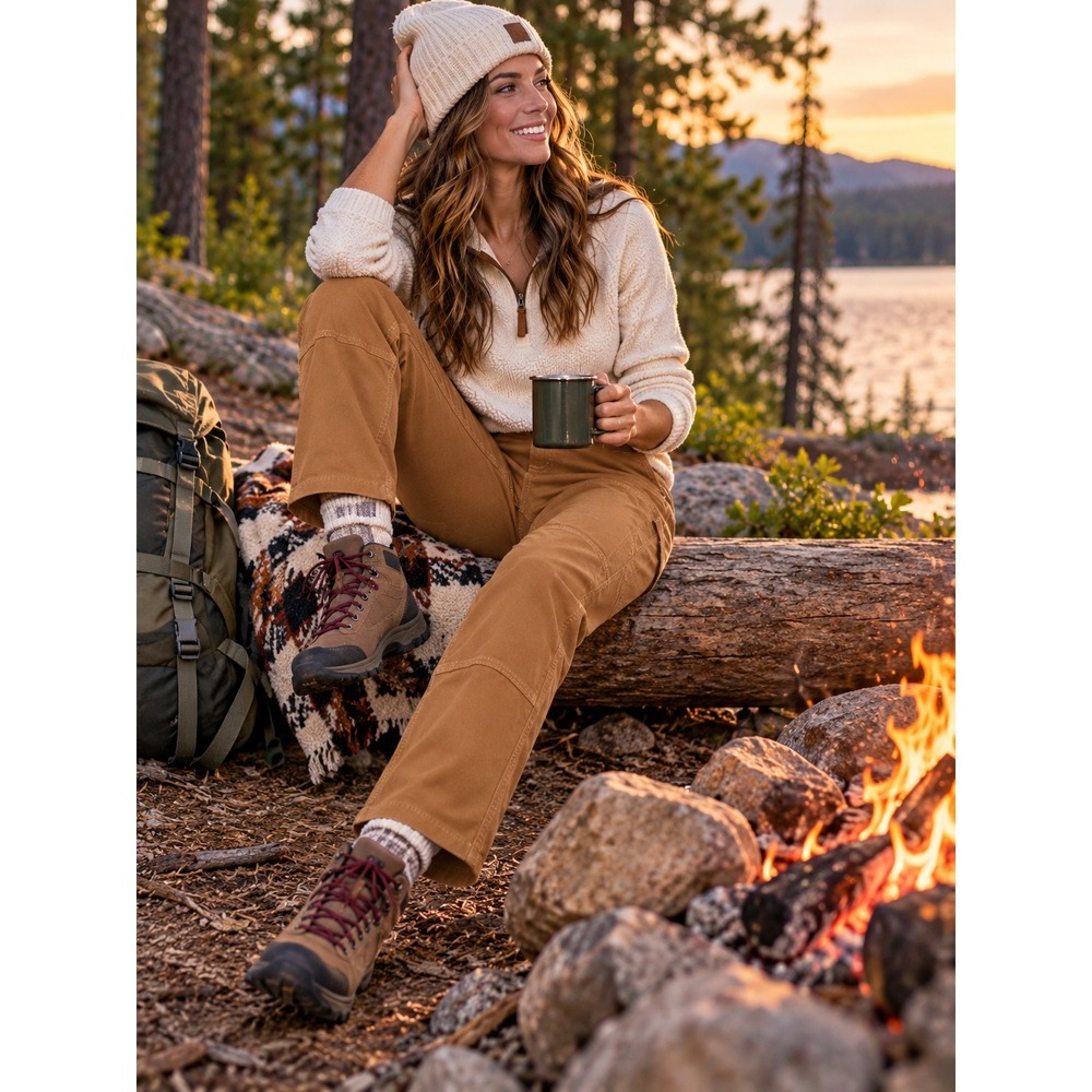 Carhartt women Rugged Flex Relaxed Fit Twill Double Front Work Pants Brown 8R
